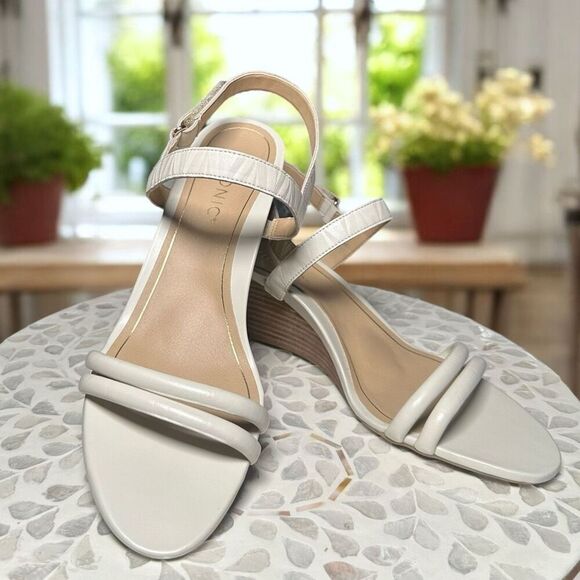 Vionic Emmy Supportive Wedge Sandals Leather Strappy Slingback Comfort Podiatris - Picture 4 of 12